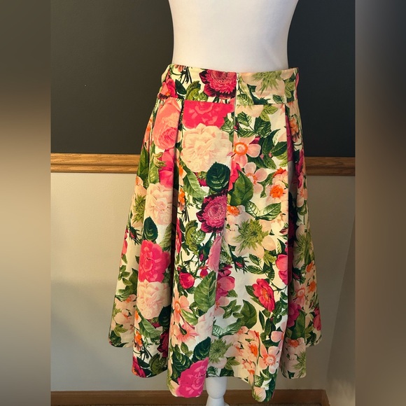 Eliza J Floral Print Faille Midi Skirt Size 8 - Picture 6 of 13